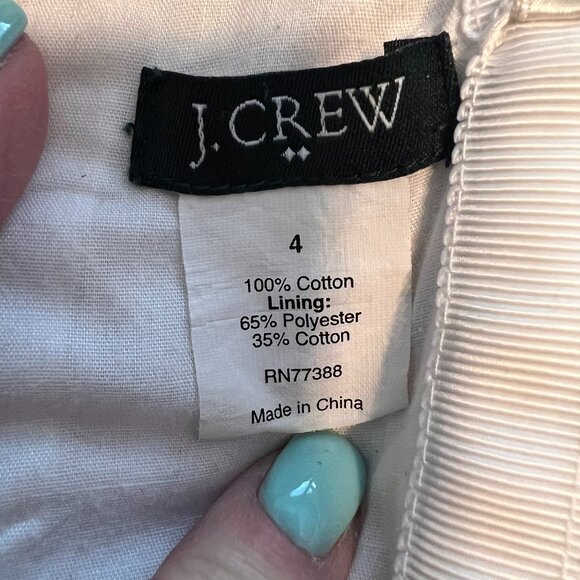 J Crew Size 4 Tiered Ruffled Strapless Summer Cotton Dress Green/Purple/Cream - Picture 3 of 9